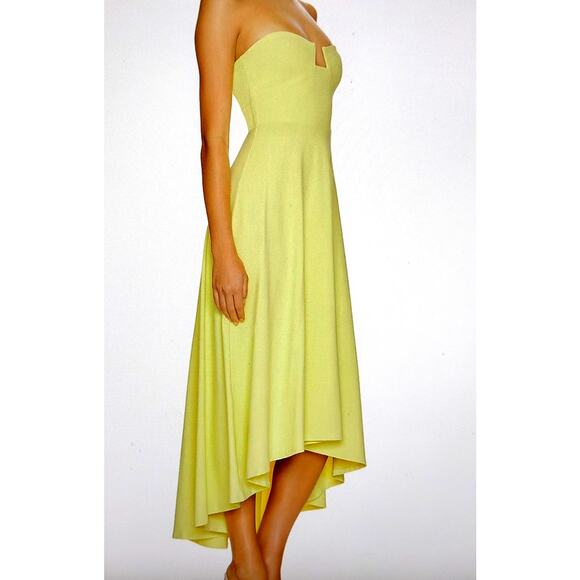 Susana Monaco Strapless High-Low Wired Midi Dress Pale Lime S - Picture 2 of 13